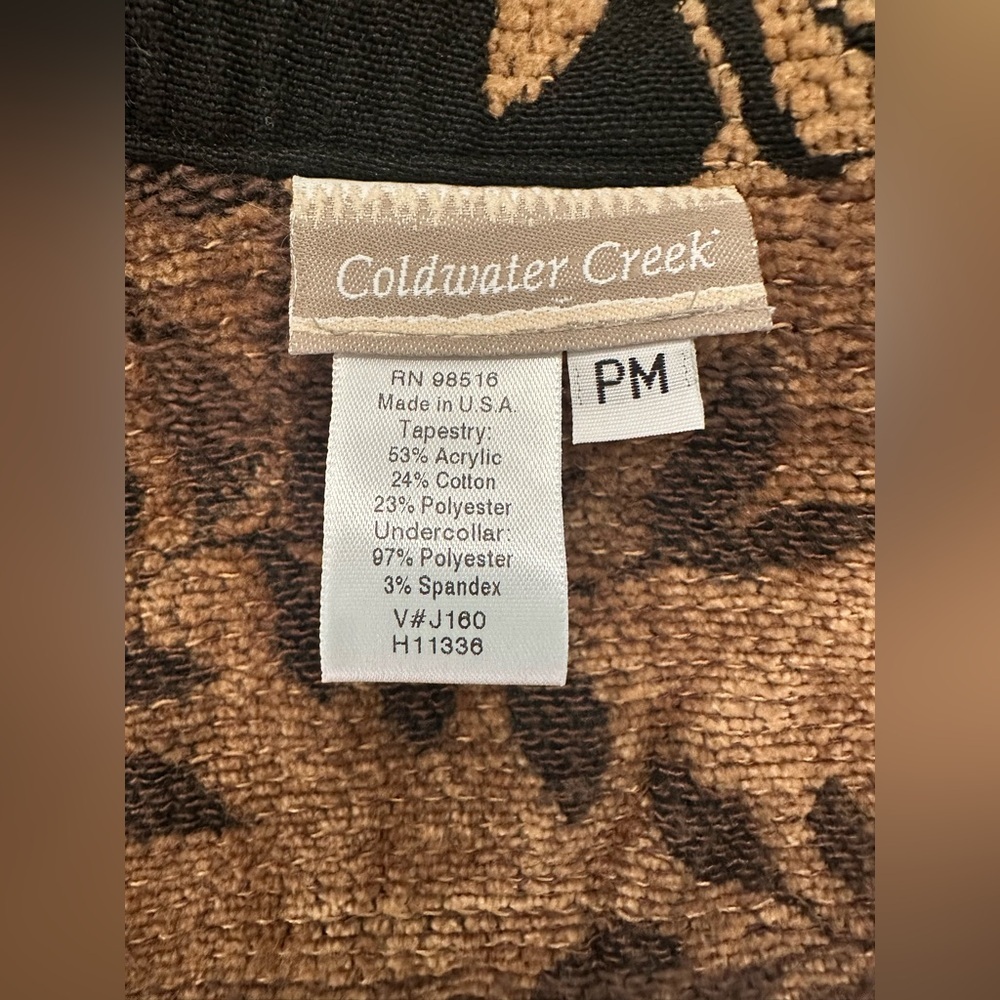 Coldwater Elegant Black Jacket Black with Gold Leaf Pattern size Petite Medium - Picture 3 of 9
